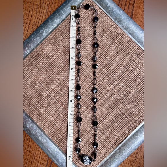 Handmade Black & White/Clear Glass Beads Necklace - Picture 3 of 3